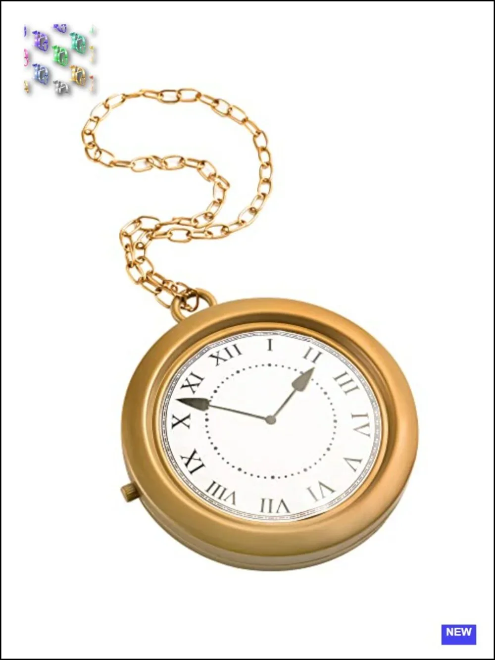 Jumbo Gold Clock Necklace Halloween Costume Accessory White Rabbit Hip Hop